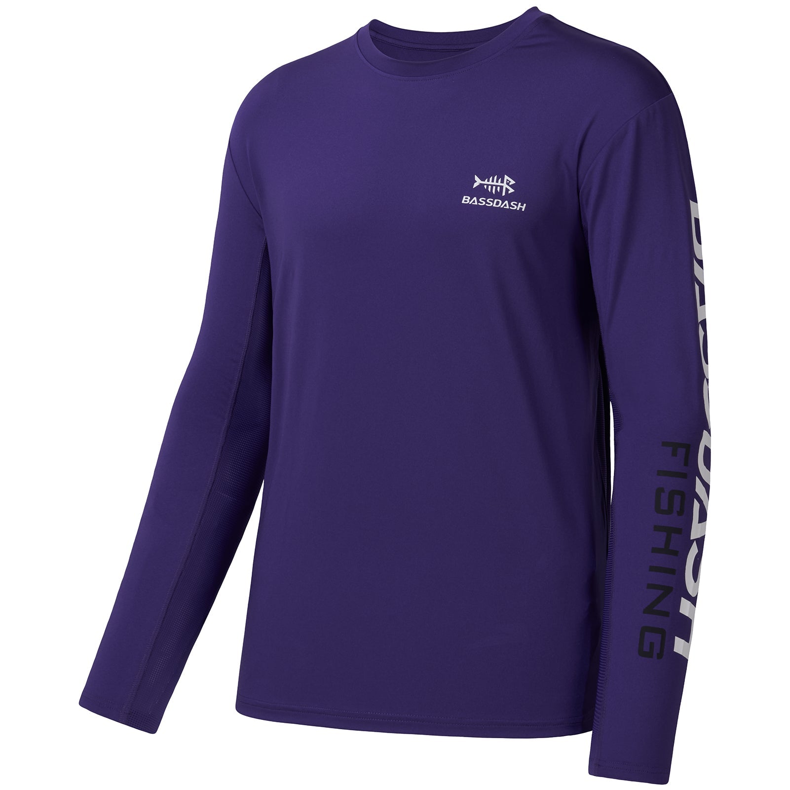 Bassdash Fishing T Shirts for Men UPF 50+ Sun Protection Long Sleeve Hiking Fishing Shirt, Purple/White Logo / XXL
