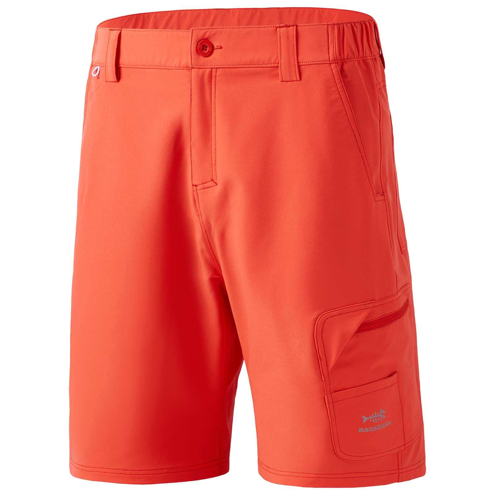 Men's UPF 50+ 10.5” Cargo Shorts Quick Dry Water Resistant FP01M, Coral Red / S (30-32)W x 10.5L