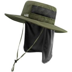 Unisex UPF 50+ Wide Brim Bucket Hat with Detachable Neck Flap FH02 - Bassdash