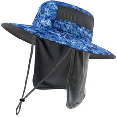 Unisex UPF 50+ Wide Brim Bucket Hat with Detachable Neck Flap FH02 - Bassdash