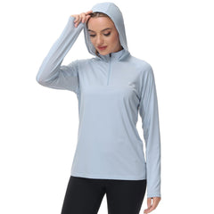 Women’s UPF 50+ Long Sleeve Hoodie Half Zip Shirt - Bassdash