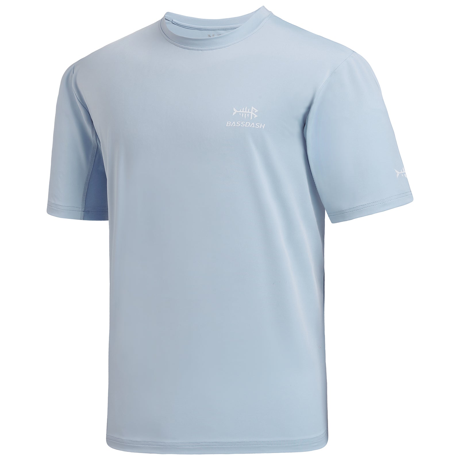 Bassdash Men’s UPF 50+ Performance Fishing T-Shirt Quick Dry Short Sleeve Active Shirt White/Blue Logo / M