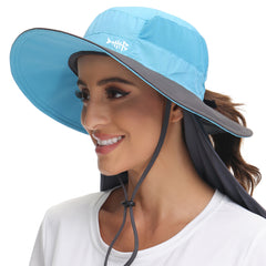 Women's UPF 50+ Sun Hat with Ponytail Hole Neck Flap FH05W - Bassdash