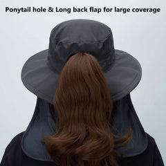 Women's UPF 50+ Sun Hat with Ponytail Hole Neck Flap FH05W - Bassdash