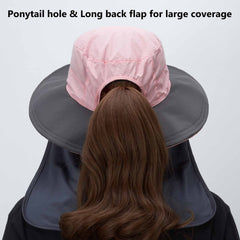 Women's UPF 50+ Sun Hat with Ponytail Hole Neck Flap FH05W - Bassdash