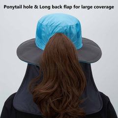 Women's UPF 50+ Sun Hat with Ponytail Hole Neck Flap FH05W - Bassdash