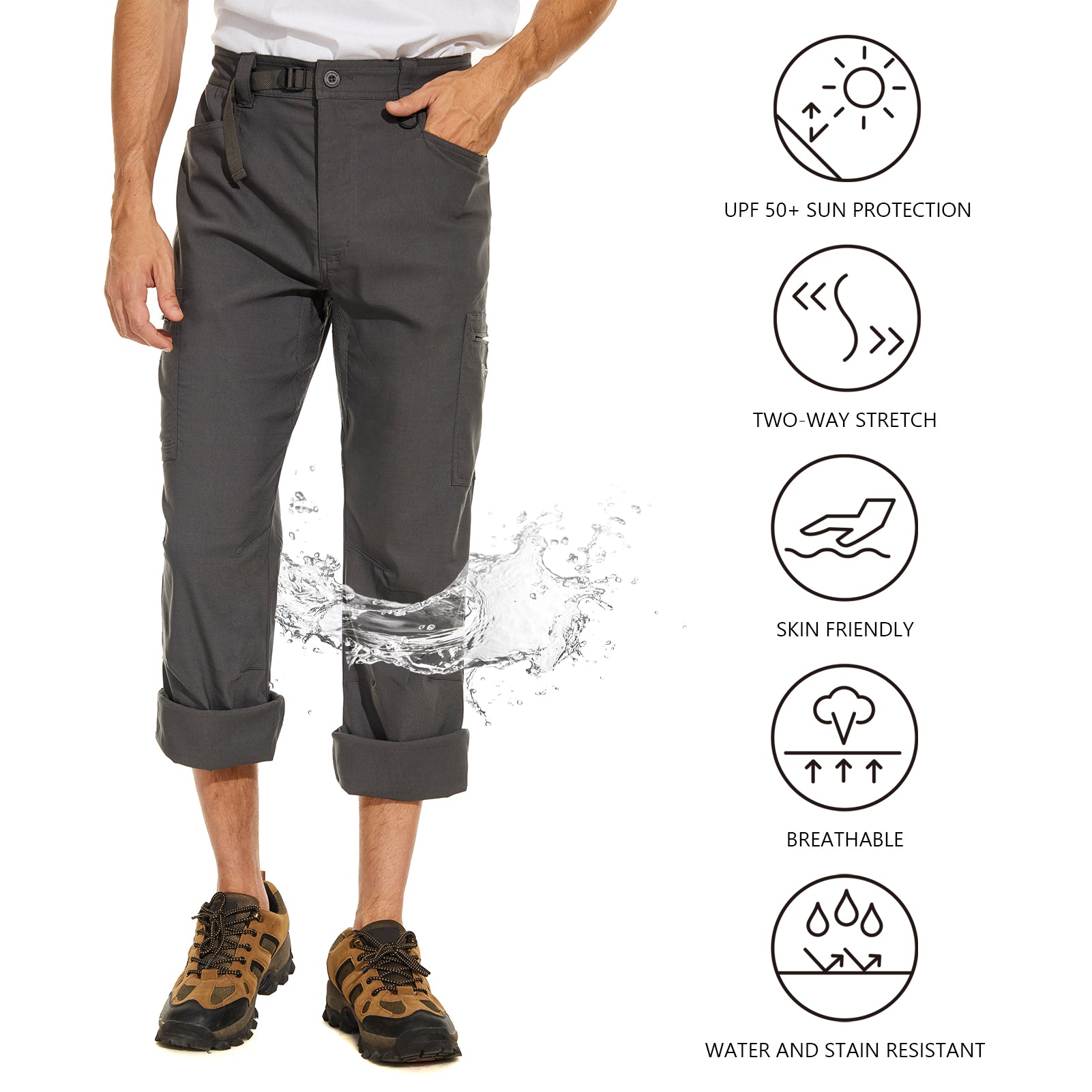 Buy Mens Hiking Stretch Pants Convertible Quick Dry Lightweight