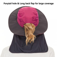 Women's UPF 50+ Sun Hat with Ponytail Hole Neck Flap FH05W - Bassdash