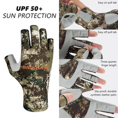 Men's Altimate UPF 50+ Sun Protection Fingerless Fishing Gloves - Bassdash