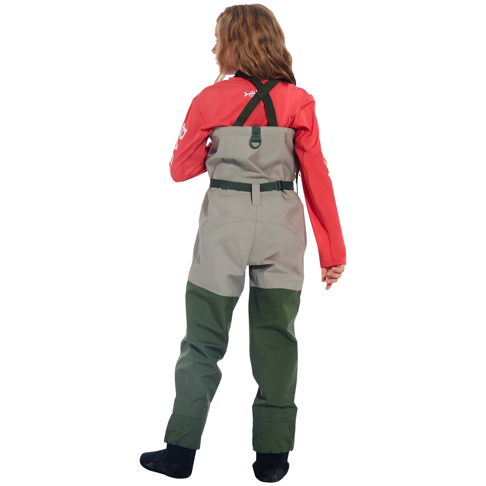 Ocean Junior Chest waders for Kids with rubber boots navy blue 28