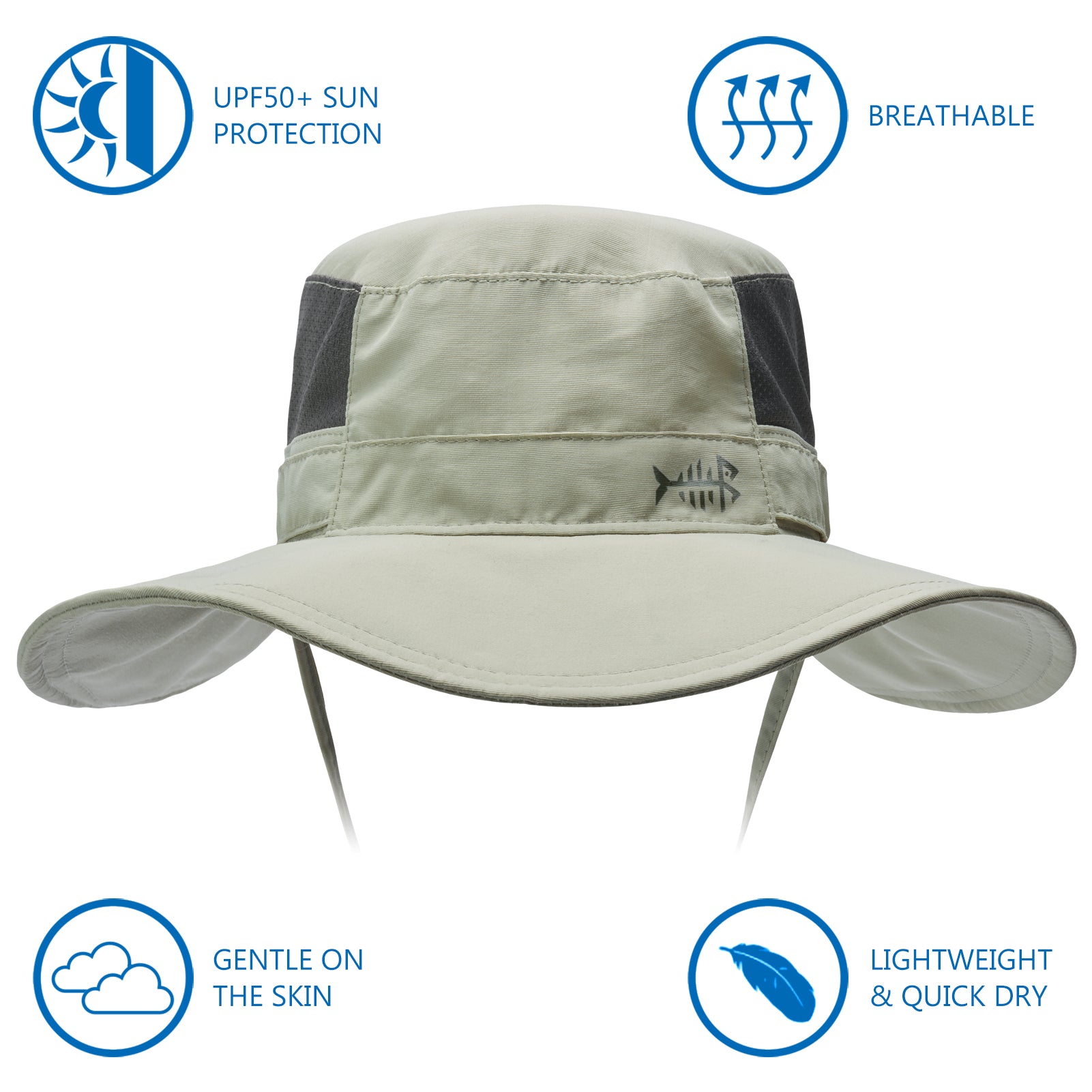Home Prefer Outdoor UPF50+ Mesh Sun Hat Wide Brim Fishing Hat with