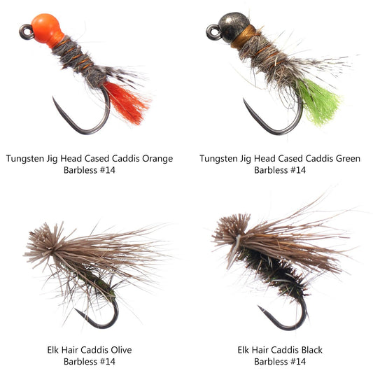 12pcs Barbless Nymphs and Dry Flies for Trout Fishing - Bassdash