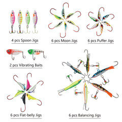 Ice Fishing Lure Kit Glowing Paint Jigs,30 pcs assorted perch/walleye/pike jigs - Bassdash