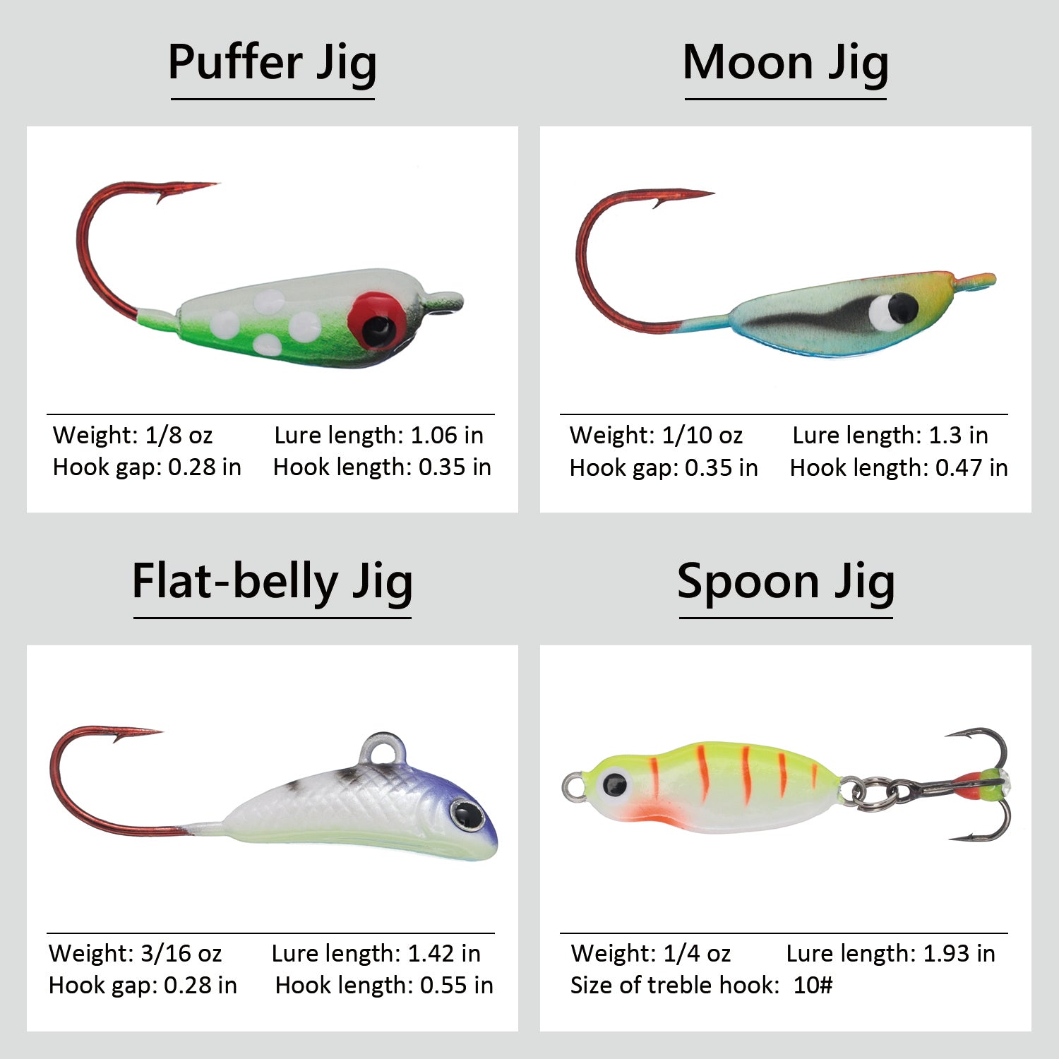 Dovesun Fishing Kit Ice Fishing Jigs Ice Fishing Lures Walleye Fishing  Lures Crappie Jigs 28pcs/58pcs/34pcs