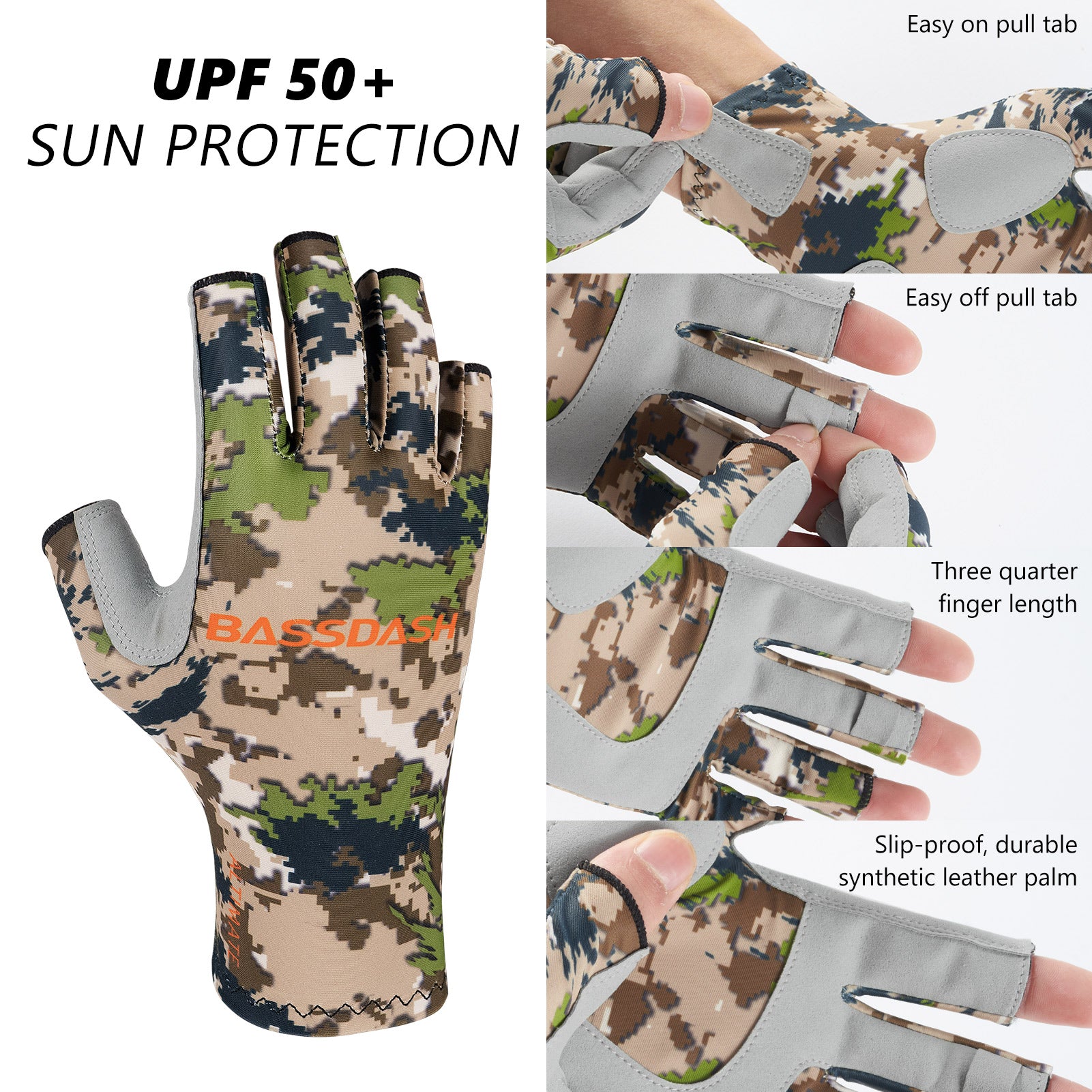 Daiwa UPF Sun Gloves WHITE HEX CAMO