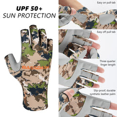 Men's Altimate UPF 50+ Sun Protection Fingerless Fishing Gloves - Bassdash