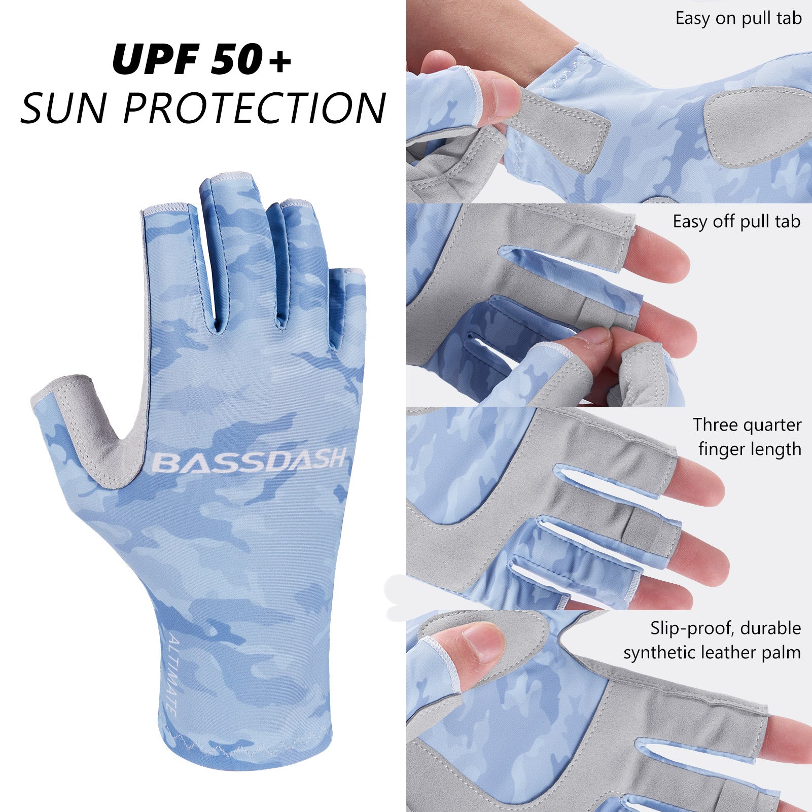 UPF 50+ UV Protective Gloves for Men