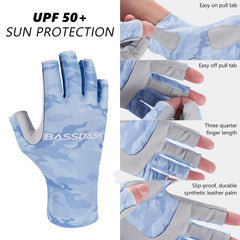 Men's Altimate UPF 50+ Sun Protection Fingerless Fishing Gloves - Bassdash