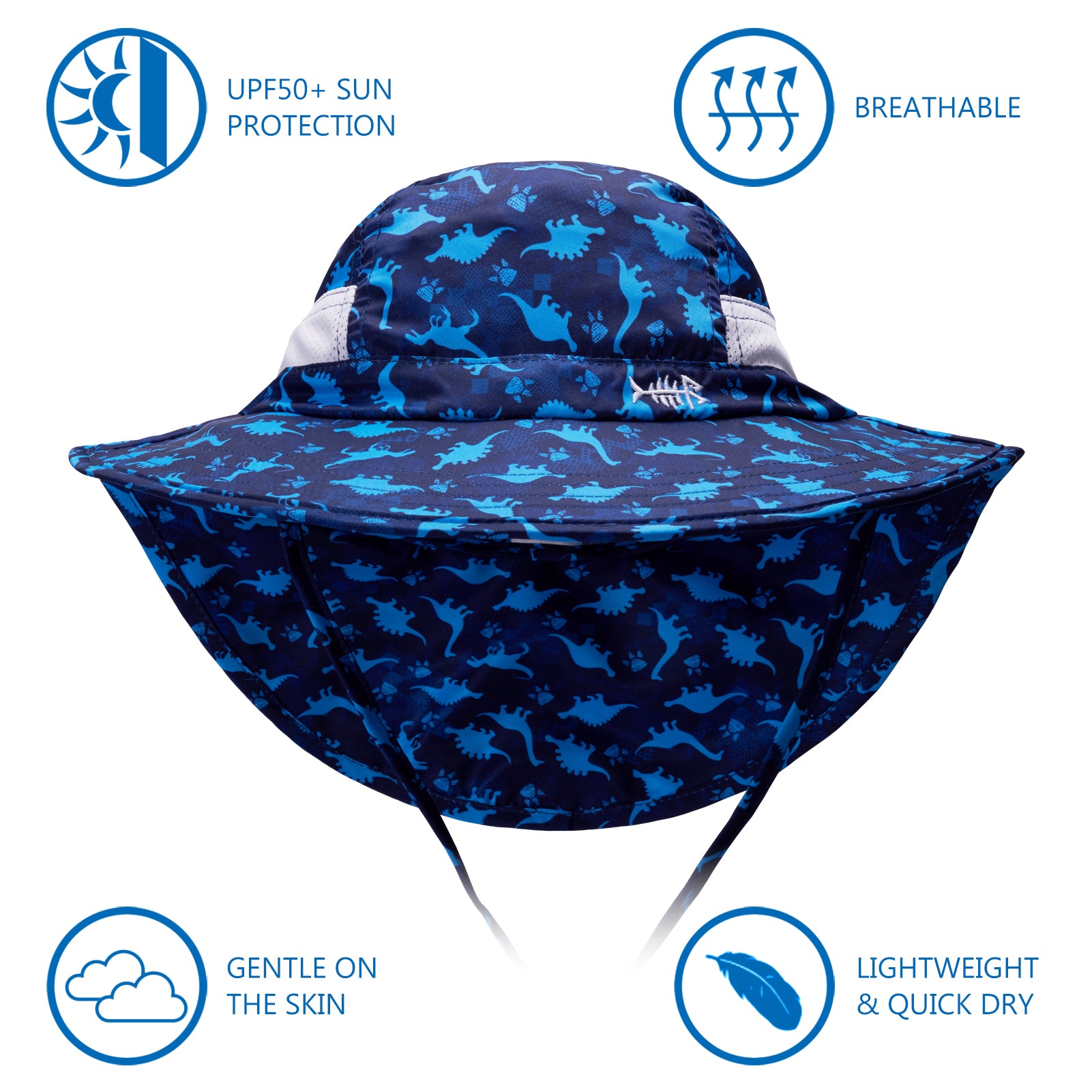 Kids Beach Sun Hat With Neck Flap Big Brim, Unisex Breathable Cute