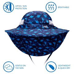 Youth UPF 50+ Sun Hat with Wide Brim Neck Flap Mesh Vent - Bassdash