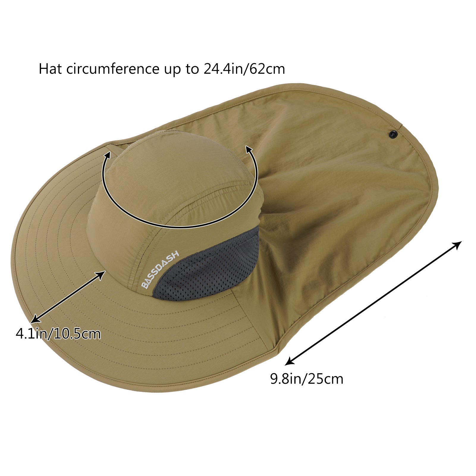 Bassdash Women UPF 50 Sun Hat with Ponytail Hole Neck Flap Water Resistant  Fishing Outdoor