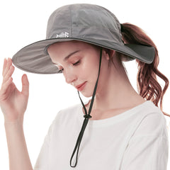 Women's UPF 50+ Sun Hat with Ponytail Hole Neck Flap FH05W - Bassdash