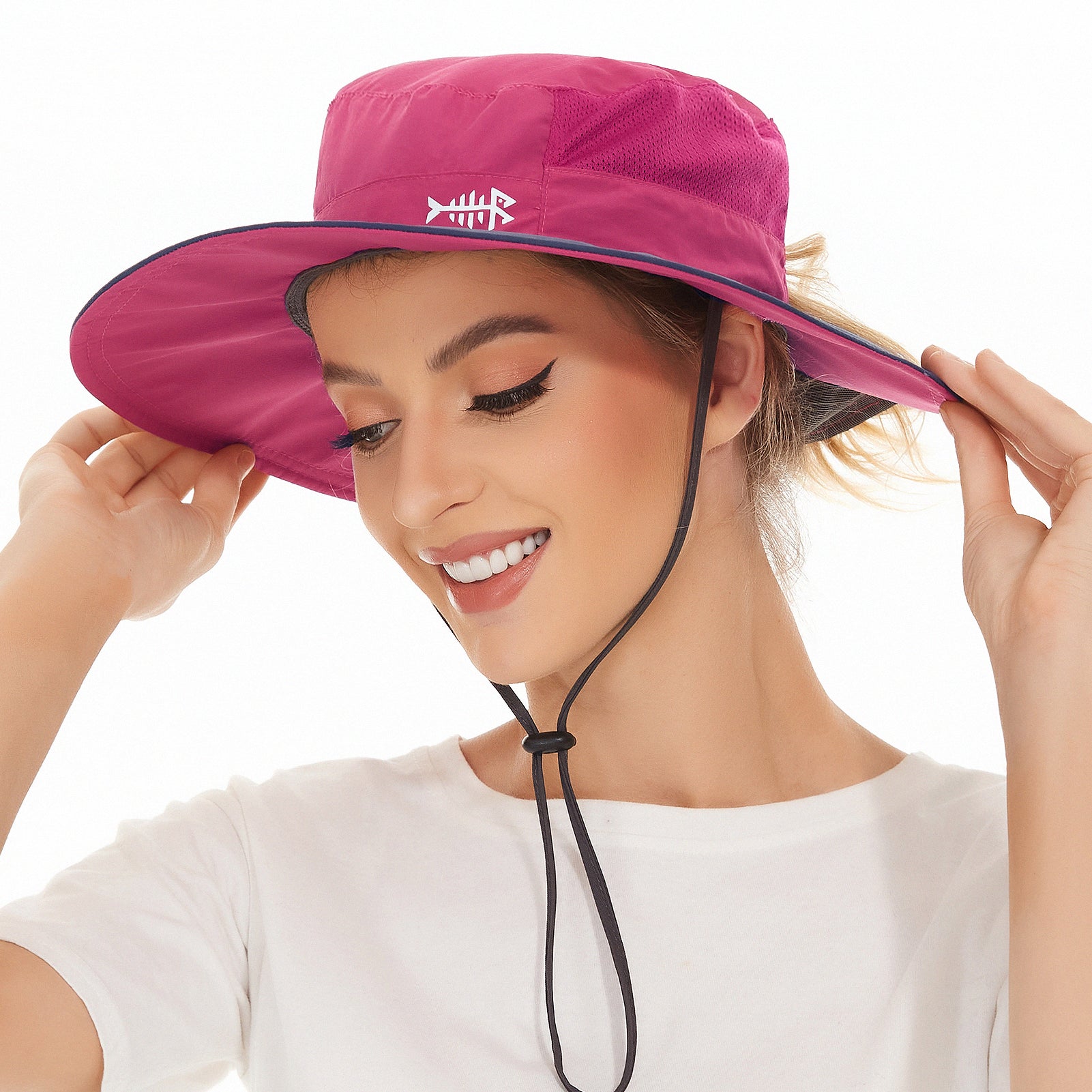 Pink with Magenta - Khaki Flowers Ladies Folding HAT. New - 財布、帽子、ファッション小物