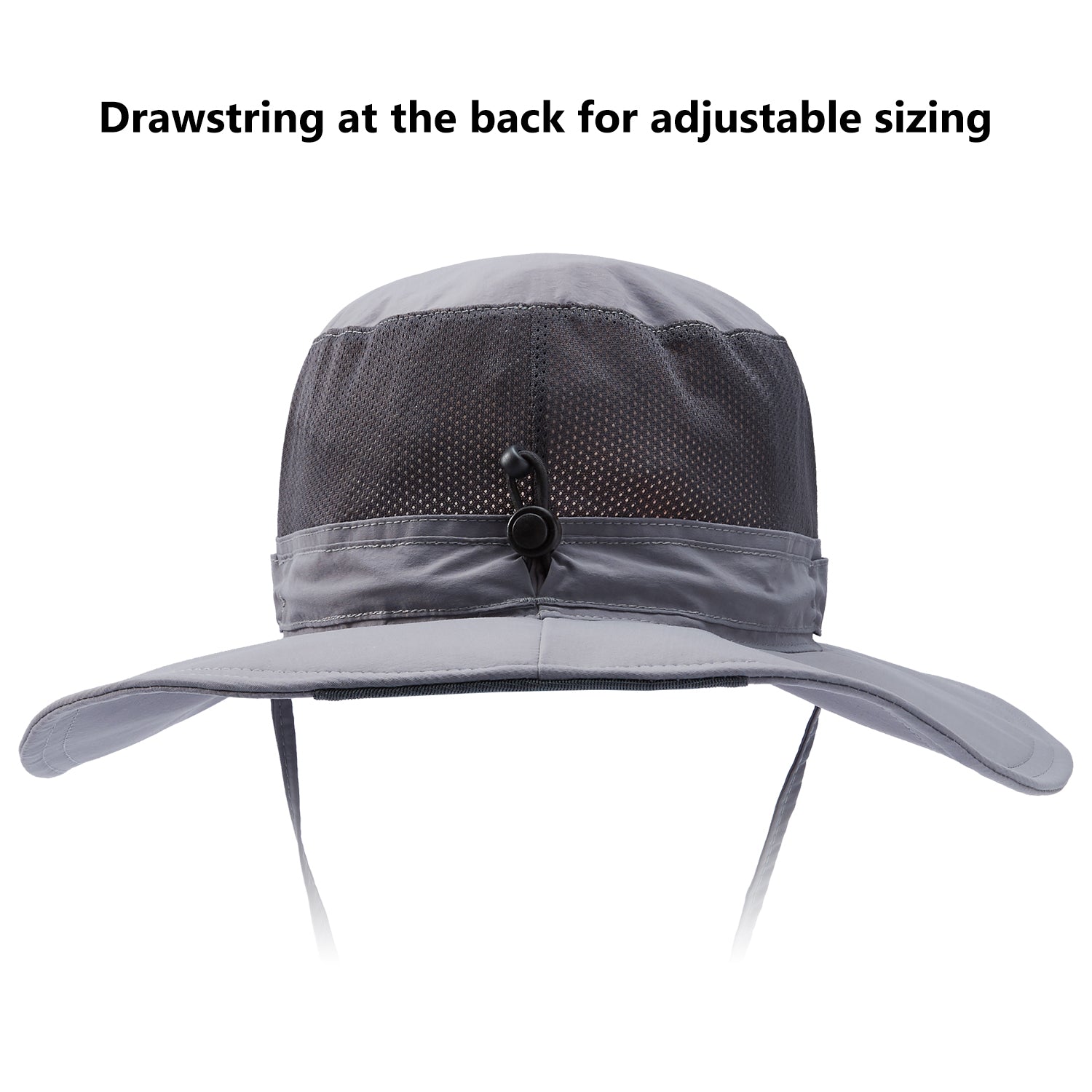 unisex Hats - Autumn Sun Hat for Men & Women - Bucket Hat with Neck Flap - Outdoor UV Protection with Large Wide Brim Dark Grey