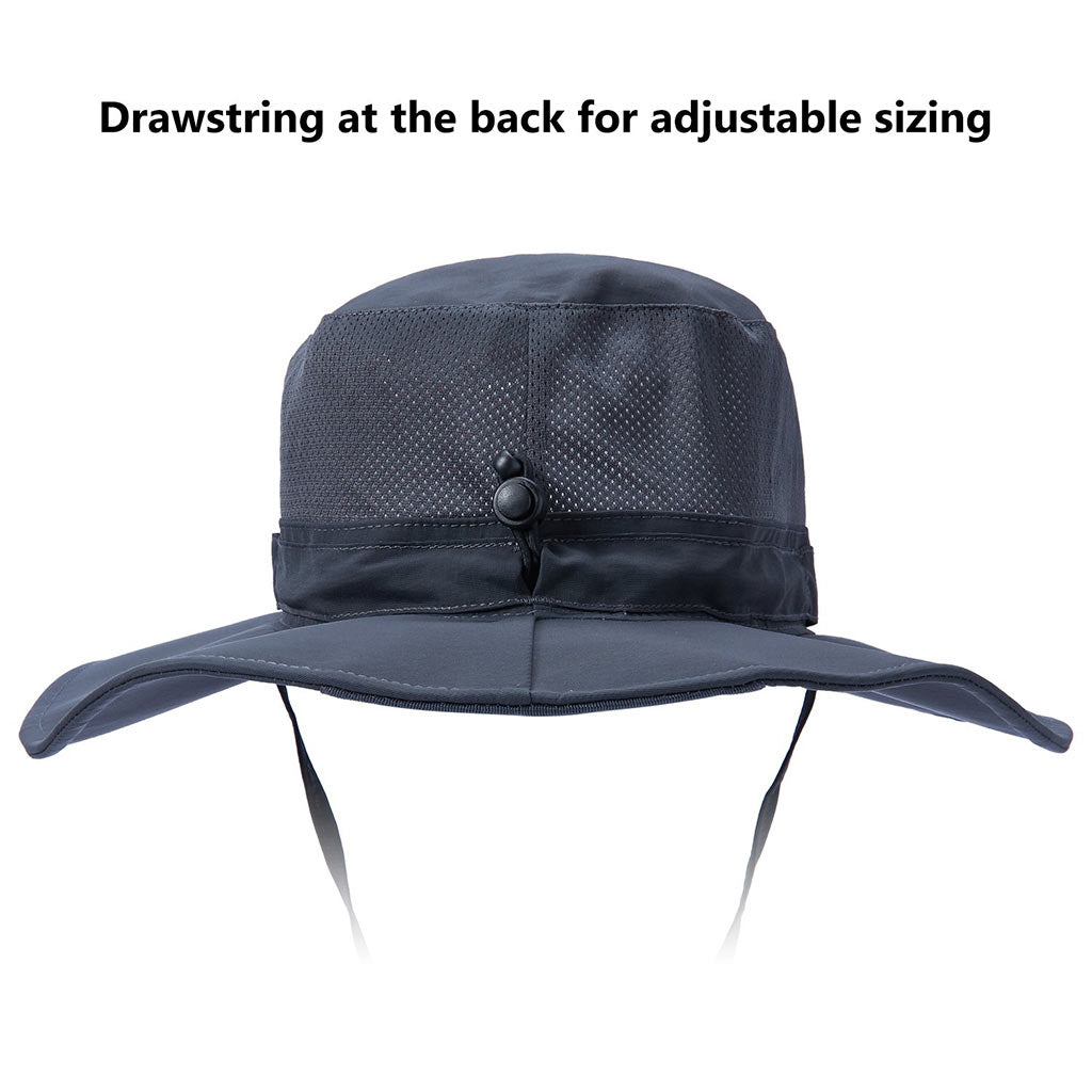 BASSDASH UPF 50+ Sun Fishing Hat Water Resistant With Detachable Neck Flap Dark Grey