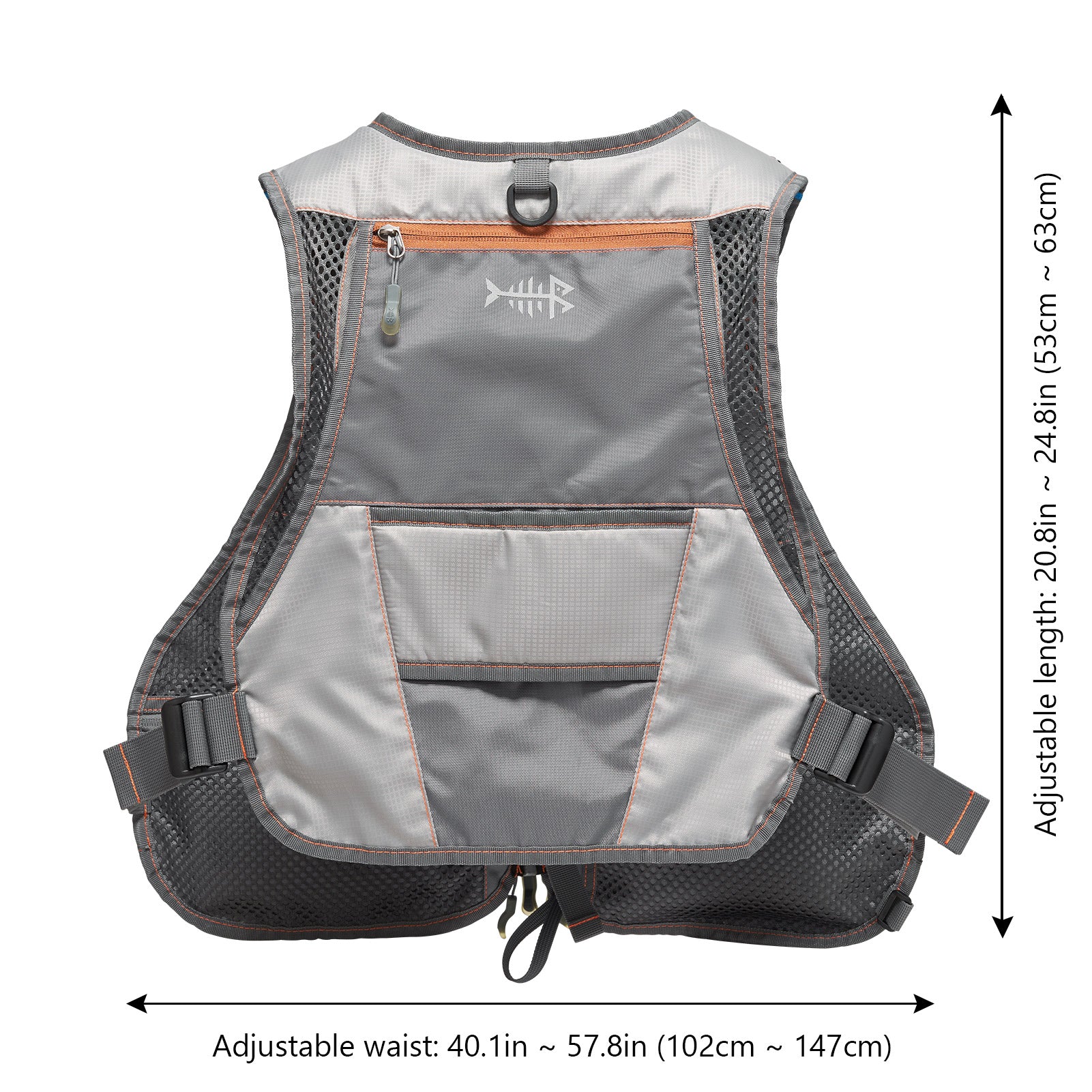 Bassdash Fv07 Fly Fishing Vest for Men and Women Adjustable Size with Detachable Water Bottle Holder Women’s - Grey/Light Pink - One Size