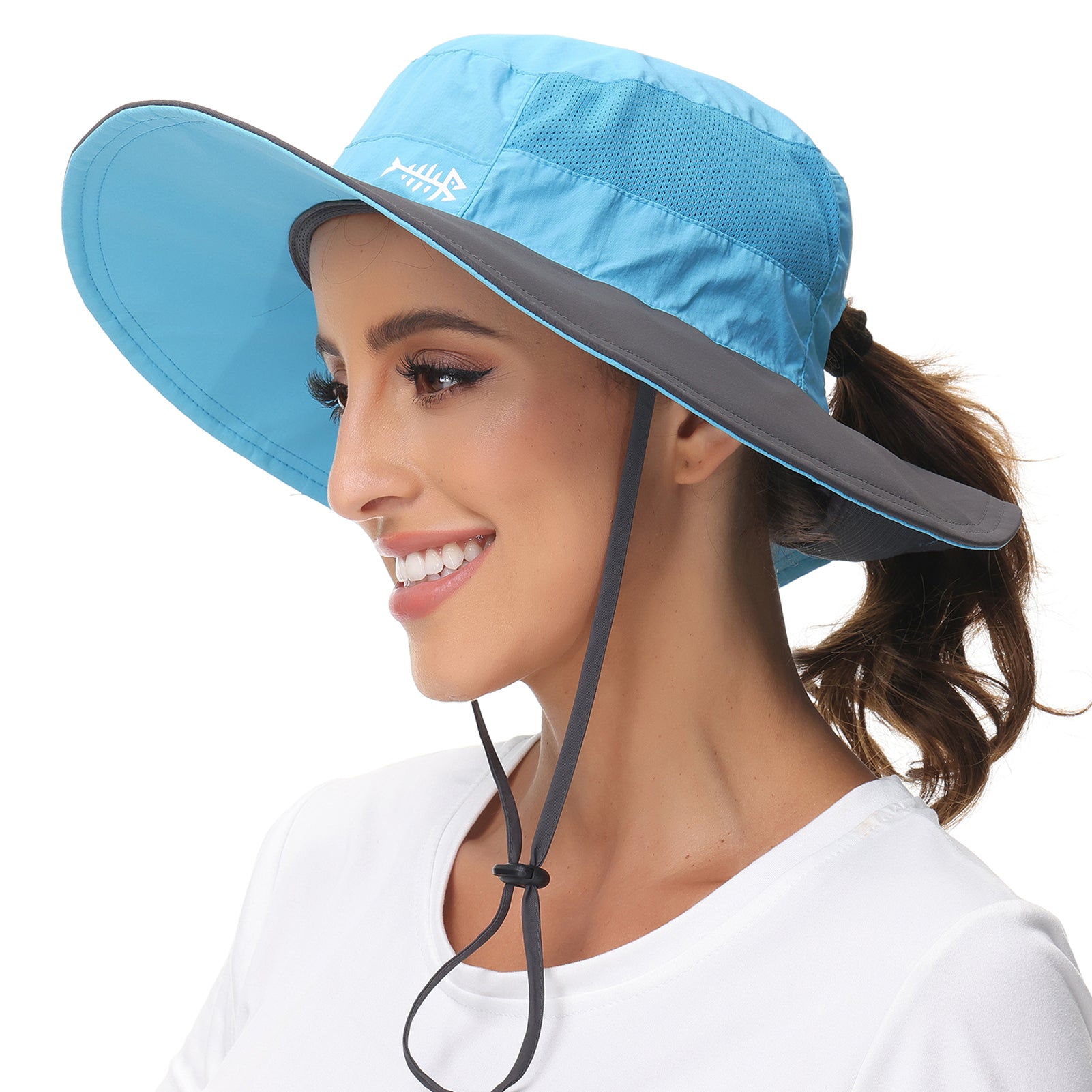 BASSDASH Women UPF 50 Sun Hat with Ponytail Hole Neck Flap Water Resistant  Fishing Outdoor