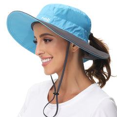 Women's UPF 50+ Sun Hat with Ponytail Hole Neck Flap FH05W - Bassdash