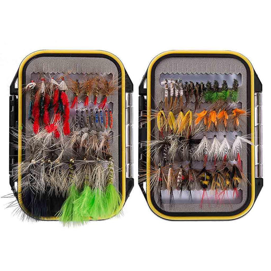 72 Pcs Fly Fishing Assorted Flies Kit with Waterproof Fly Box - Bassdash