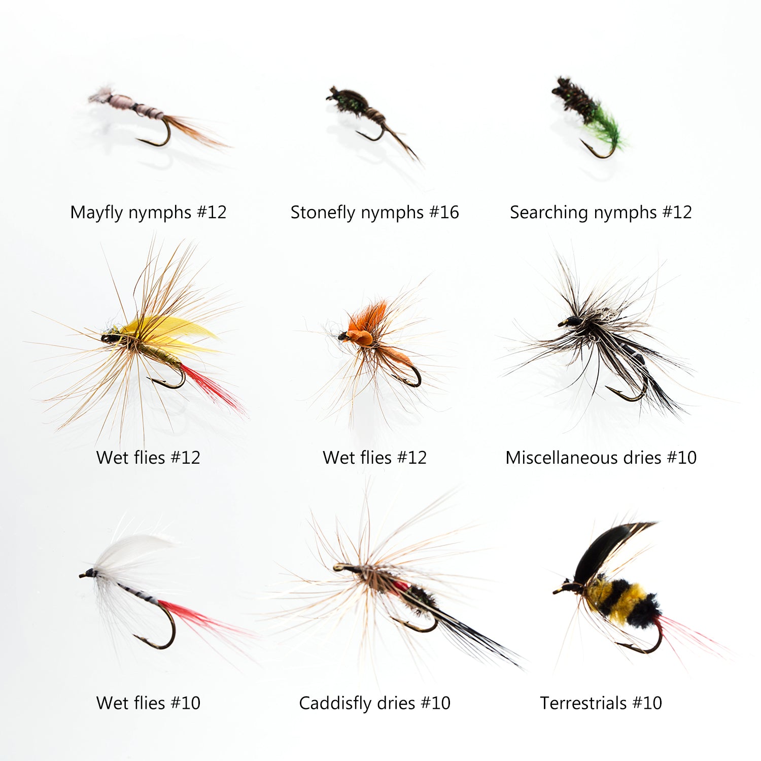 Bassdash Fly Fishing Flies Kit Fly Assortment Trout Bass Fishing with Fly Box, 36/64/72/76/80/96pcs with Dry/Wet Flies, Nymphs, Streamers