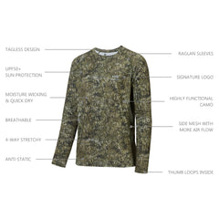 Men's UPF 50+ Camo Long Sleeve Hunting Shirt FS13M - Bassdash