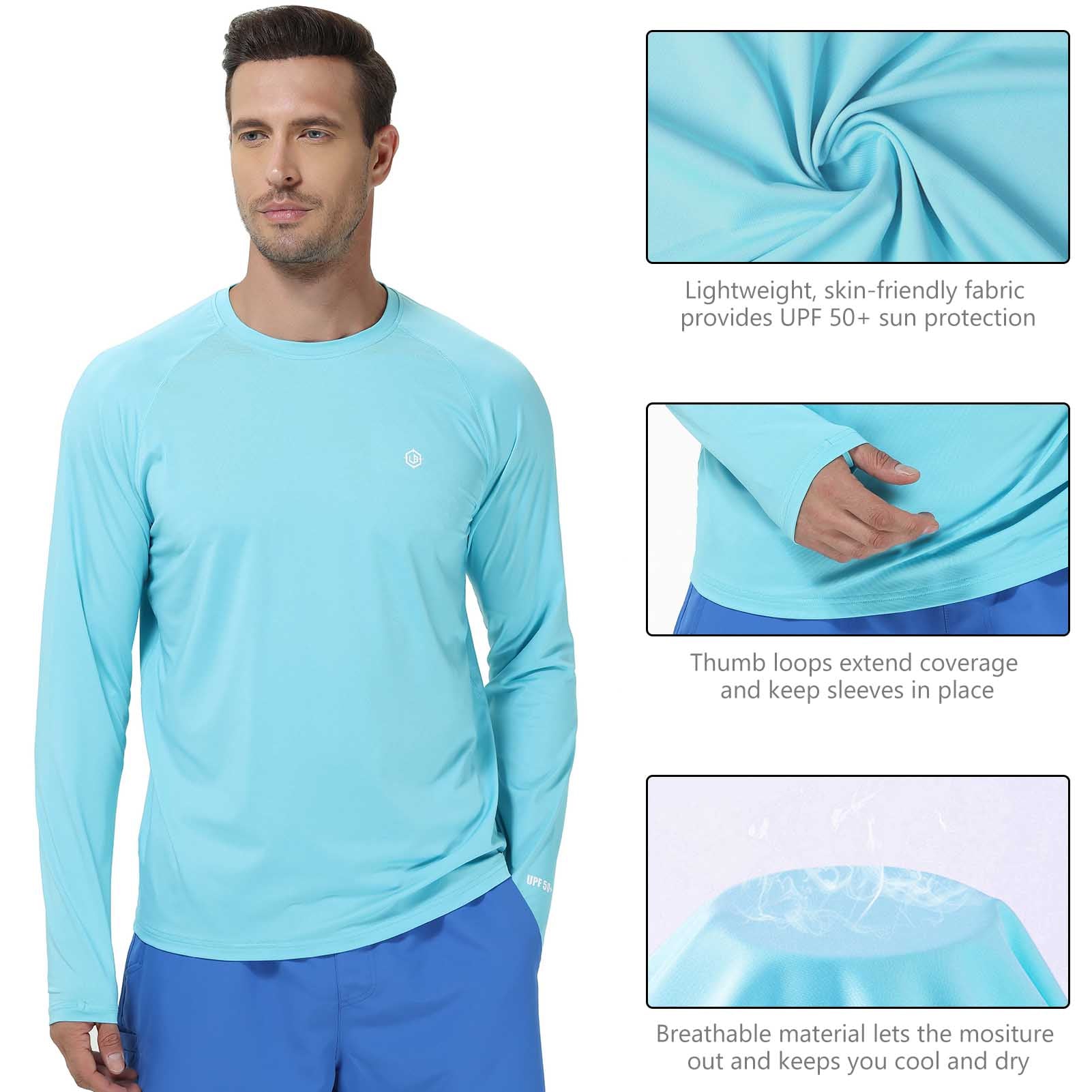 Lightbare Men's UPF 50+ Raglan LS T-Shirt Sky Blue / Medium