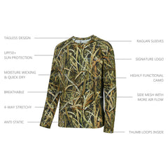 Men's UPF 50+ Camo Long Sleeve Hunting Shirt FS13M - Bassdash