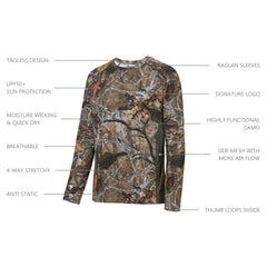 Men's UPF 50+ Camo Long Sleeve Hunting Shirt FS13M - Bassdash