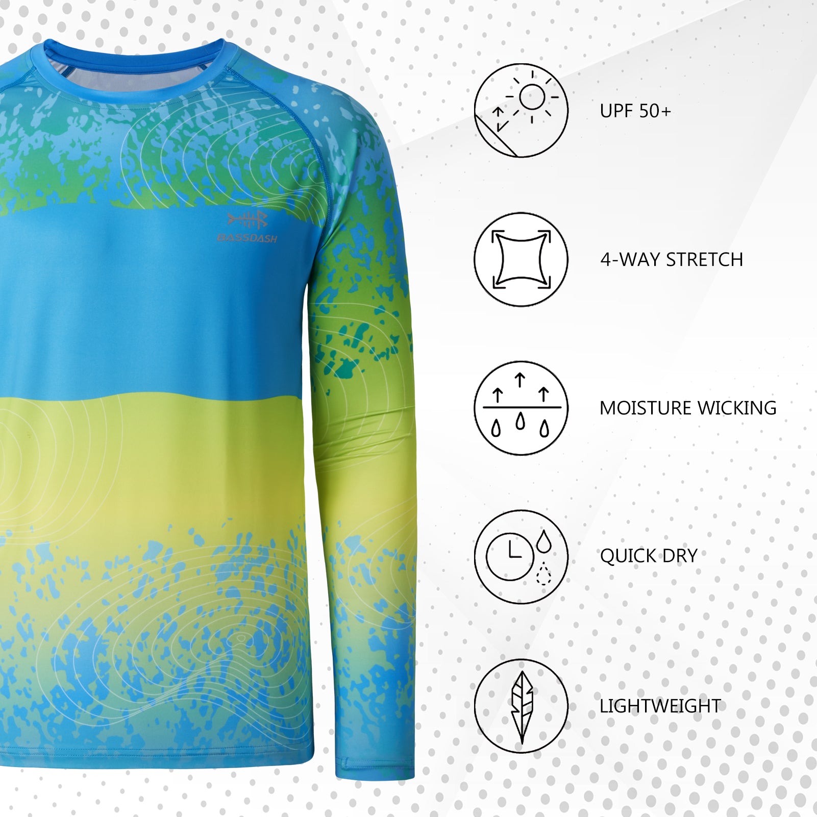 Men's UPF 50+ Segment Print Fishing Shirt FS12M Blue Camo / Medium