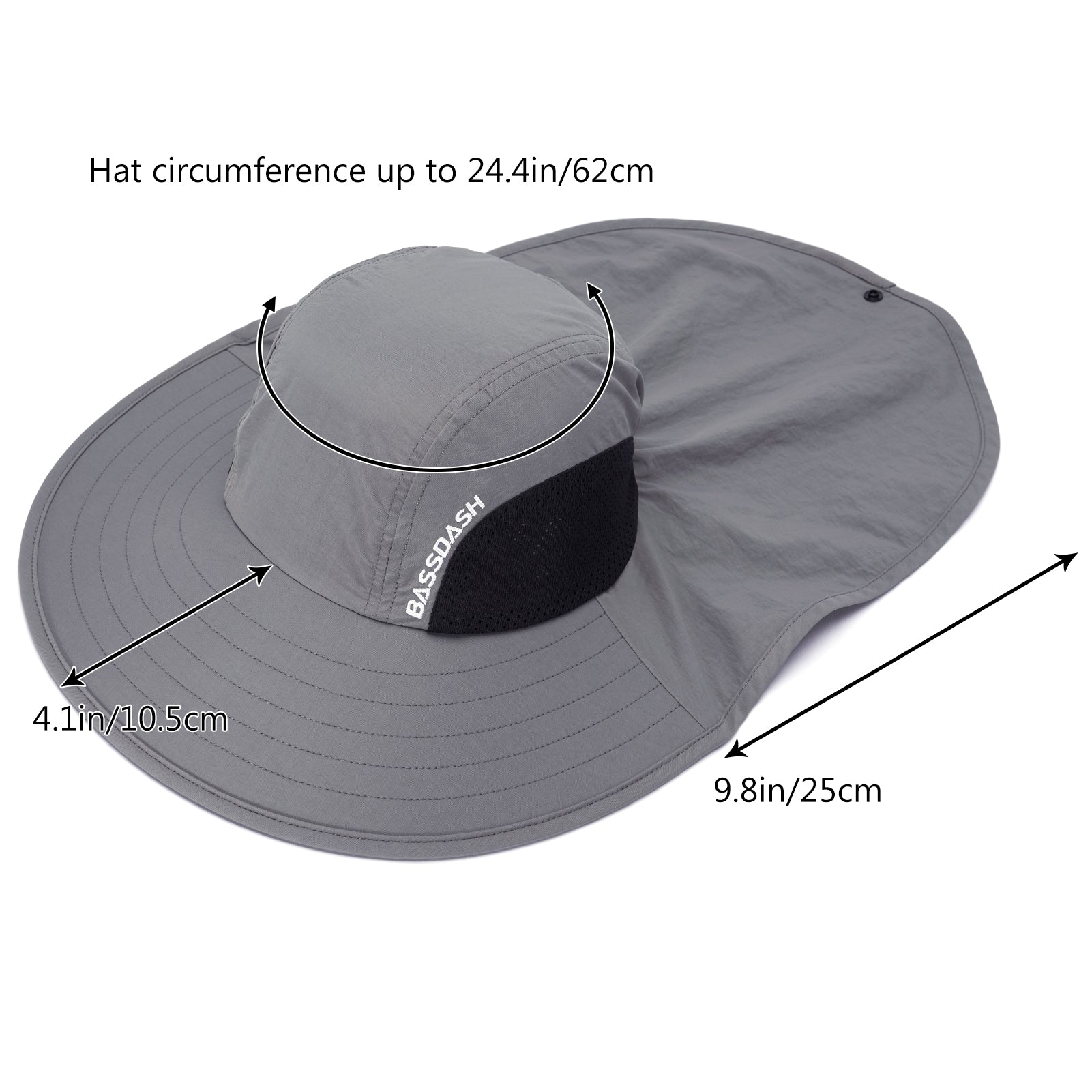 EINSKEY Fishing Hat Sun Protection Hat with Neck Flap for Men,Full Coverage  Dark Gray 
