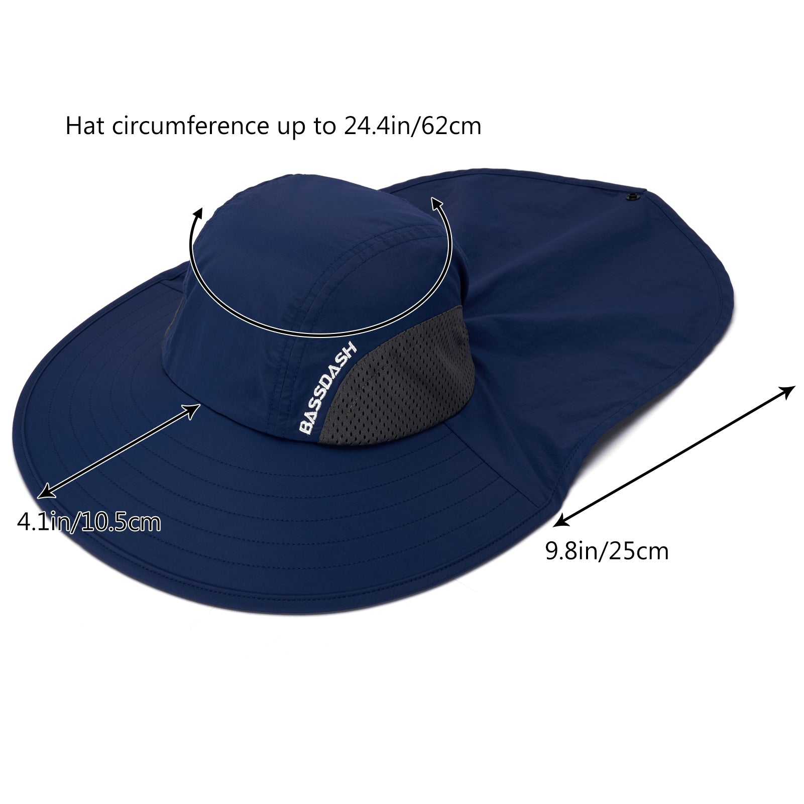 Dropship Wide Brim Sun Screen Hat With Neck Flap; Adjustable