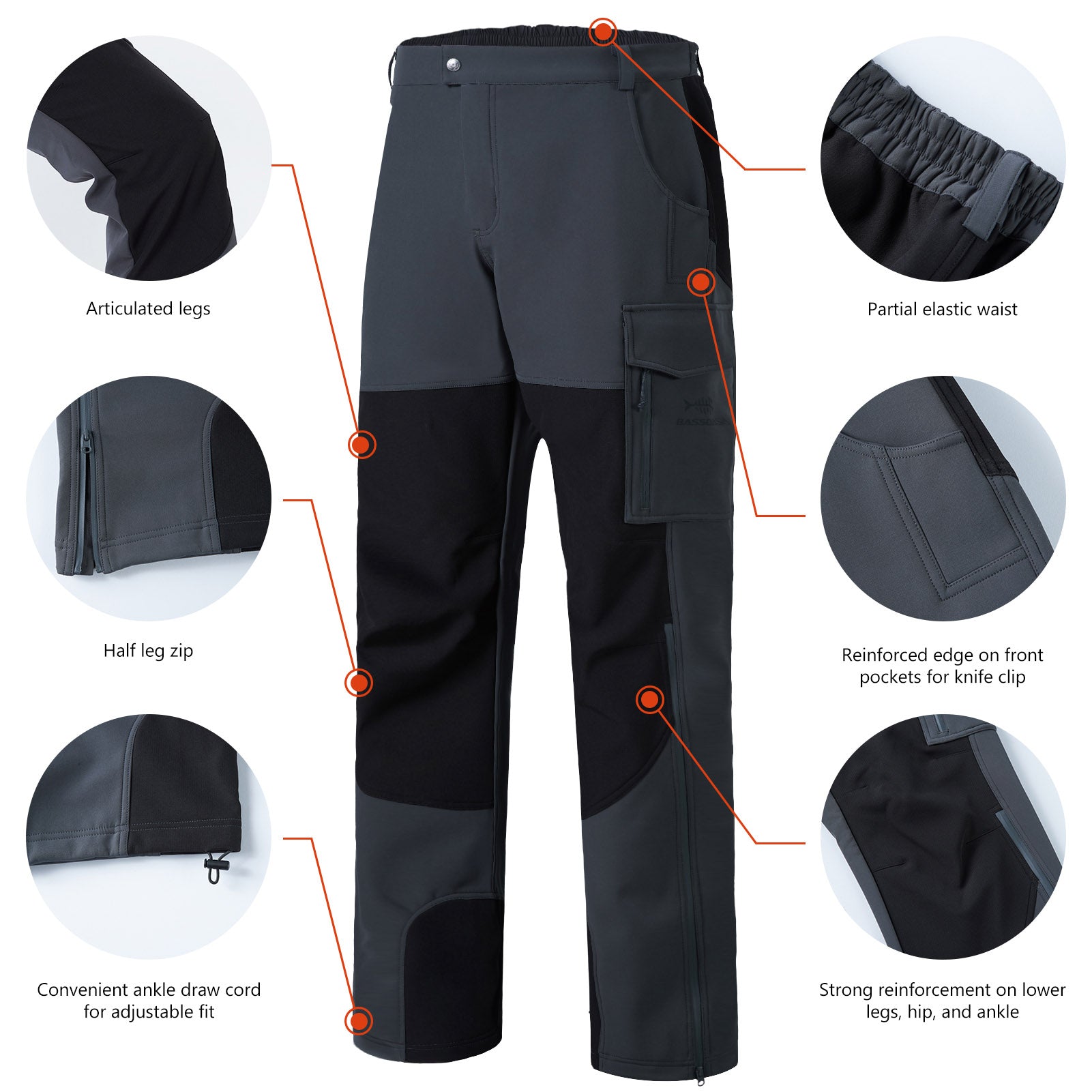 Men's Splice Insulated Softshell Hunting Pants, Dark Grey/Black / 36W x 32L