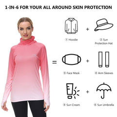 Women's UPF 50+ Fishing Hoodies with Face Mask Thumb Holes FS23W - Bassdash