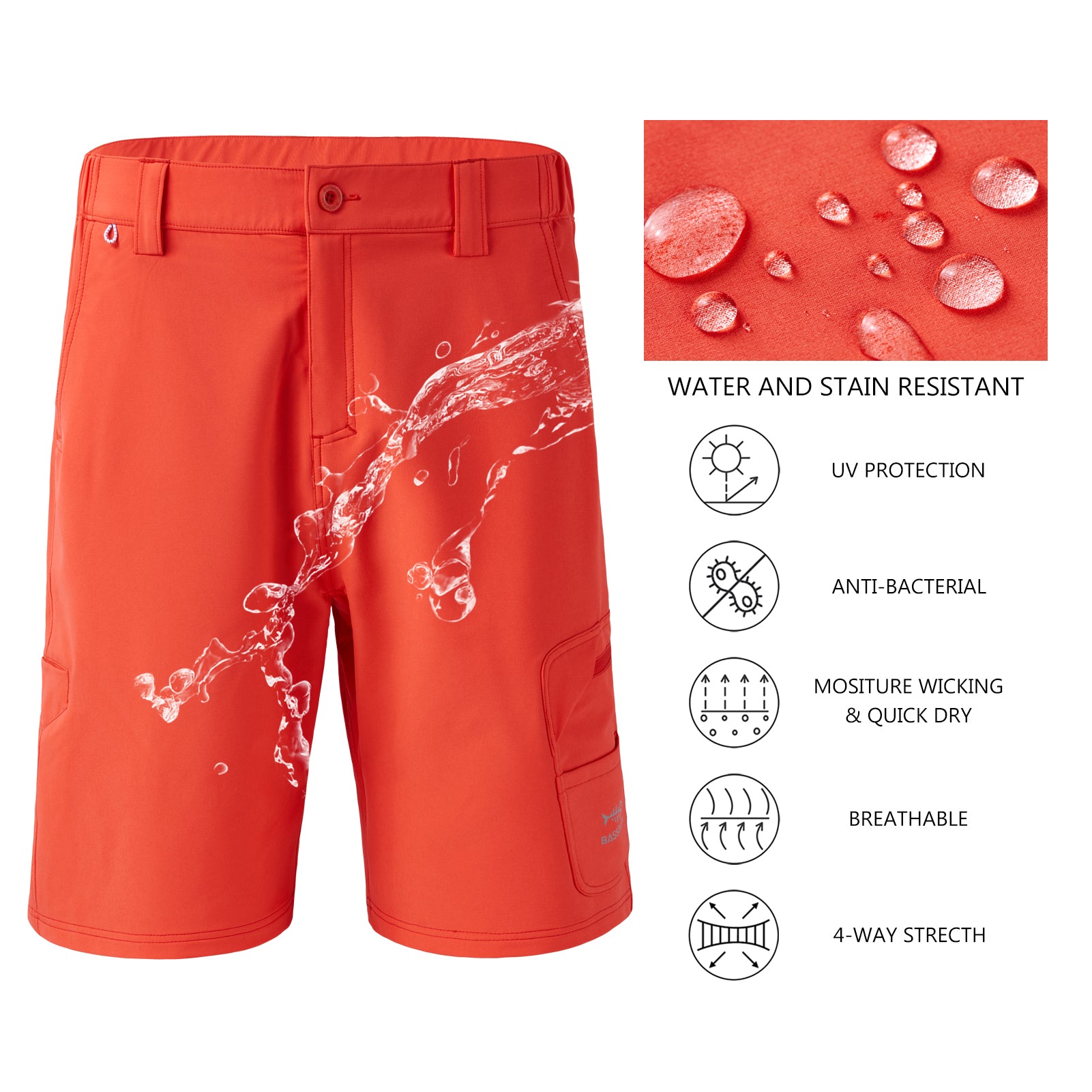 Viadha Men's Hiking Cargo Shorts Quick Dry Outdoor Tactical Shorts for Men with Pocket Lightweight Breathable Fishing Shorts(Red,S), Size: Small
