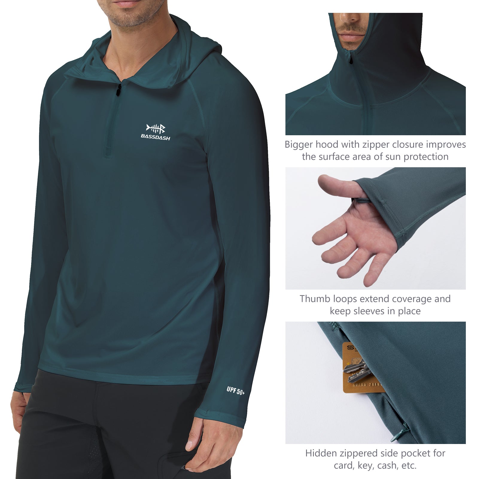 Wholesale Men's Zip Pullover Upf 50+ Sun Protection Long Sleeve