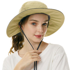 Women's UPF 50+ Sun Hat with Ponytail Hole Neck Flap FH05W - Bassdash