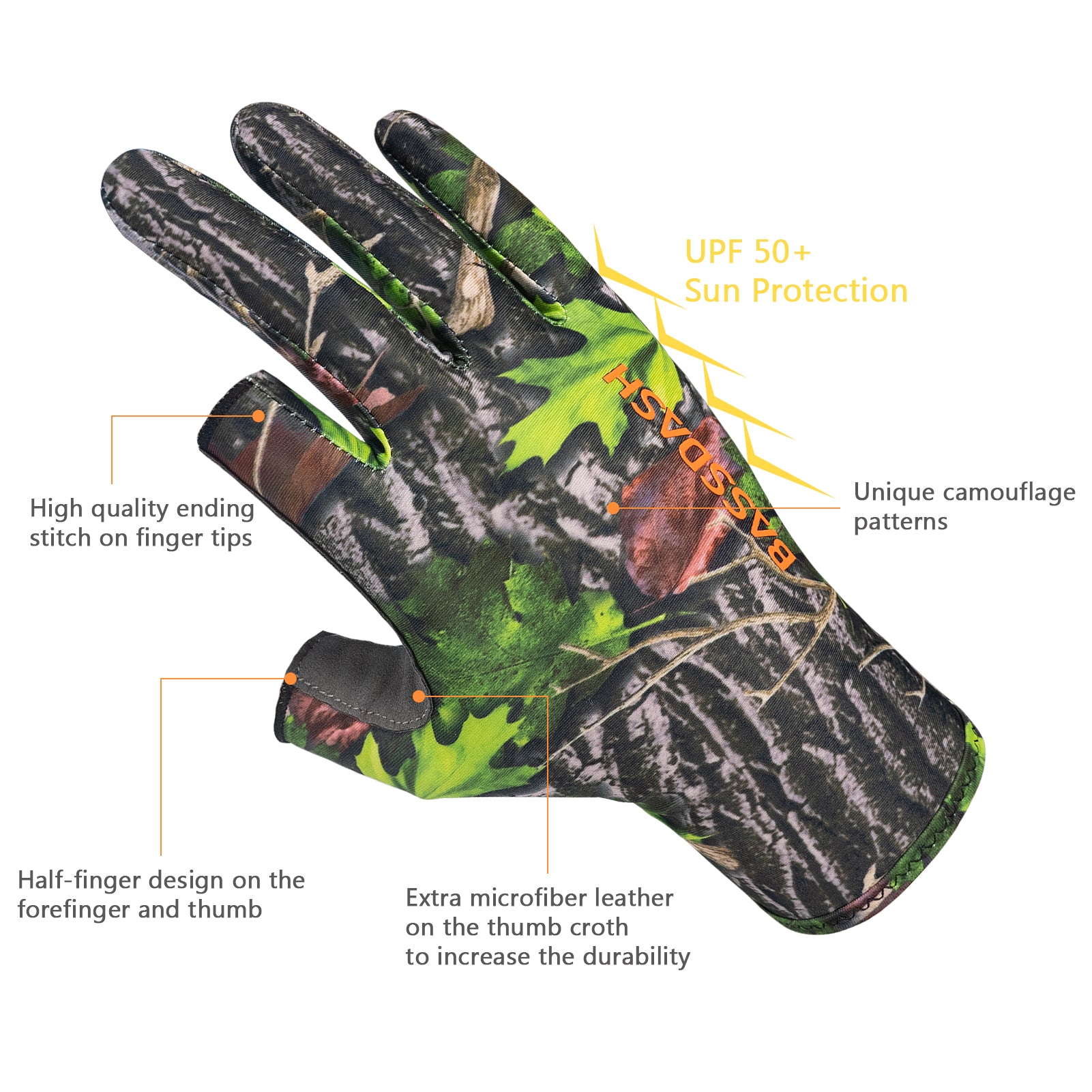 UPF 50+ Camo Gloves for Hunting
