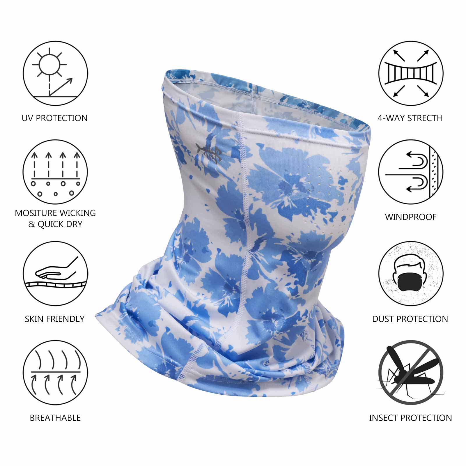 UPF 50+ Neck Gaiter with Breathable Holes, Watercolor Flowers