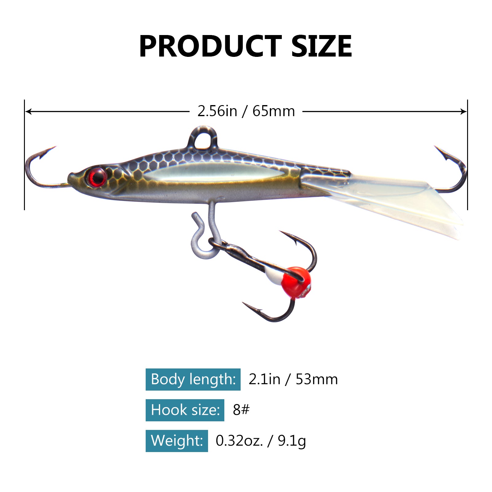 BASSDASH Ice Fishing Lures with Glide Tail Wings Winter Ice Jigging Fishing  Jigs for Bass Perch Walleye Pike