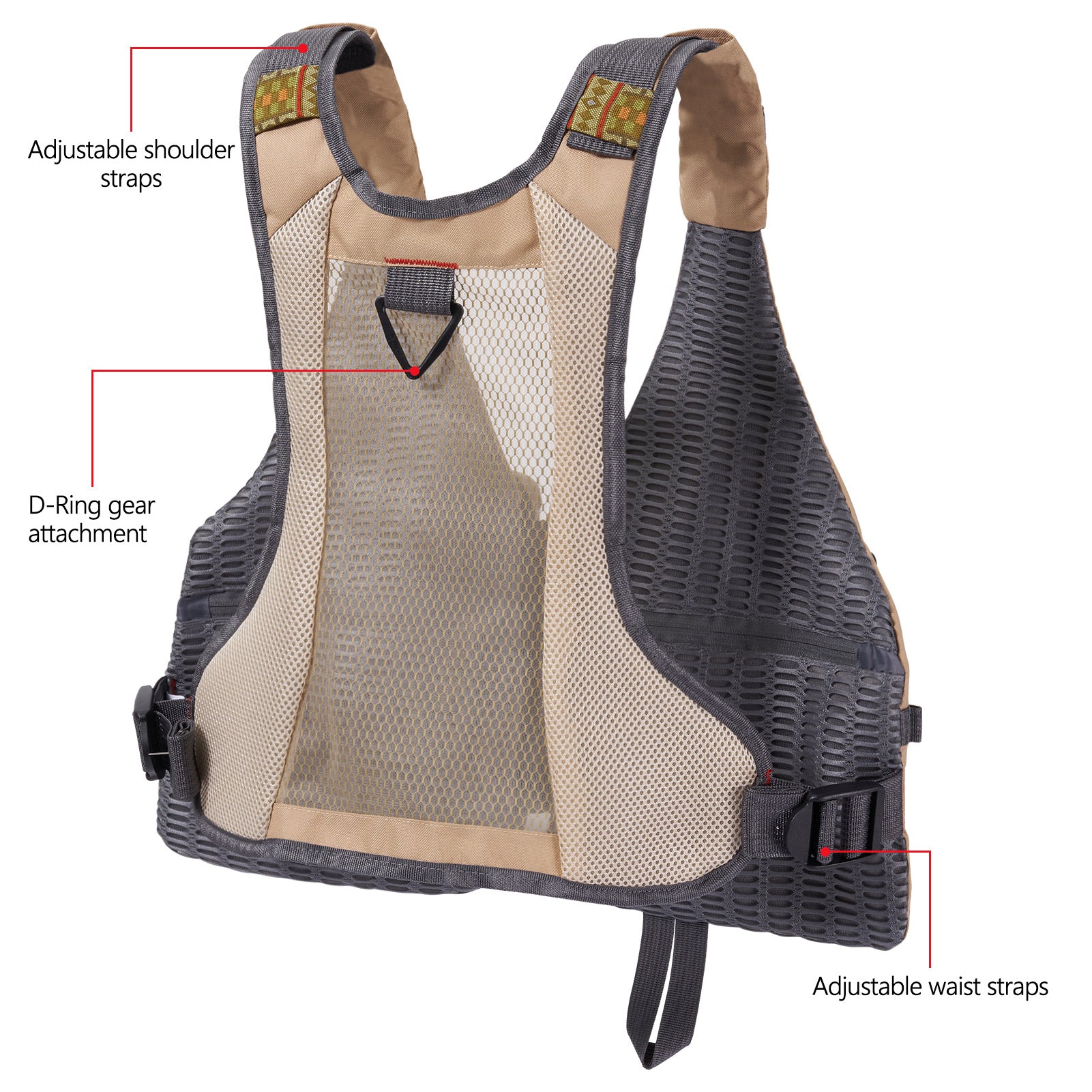 BASSDASH Fly Fishing Vest Adjustable Size with Detachable Water Bottle  Holder for Men and Women FV07 : Sports & Outdoors 
